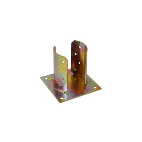 Support au sol avec plaque pour poteau rond - base mm.150x150 pour poutre ø mm.80x130h.