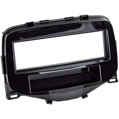 Support autoradio 1DIN compatible avec Citroen C1 Peugeot 108 Toyota Aygo ap14 Avec vide poche - Noir brillant