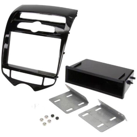 Support autoradio 1DIN compatible avec Hyundai ix20 ap10 - Noir brillant - avec vide-poche