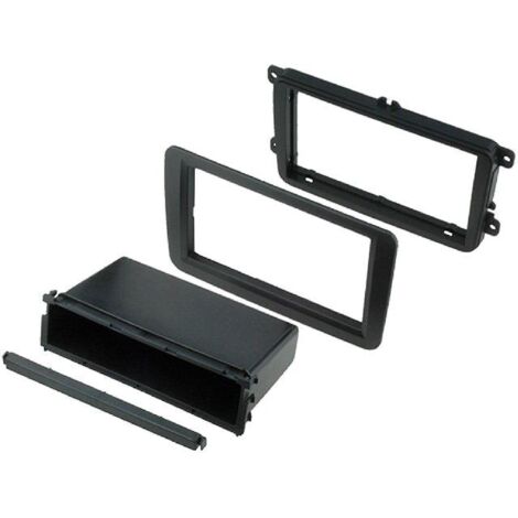 Support autoradio 1Din compatible avec Seat Leon VW Golf 5 Golf 6 Skoda Octavia - Noir - avec vide-poche