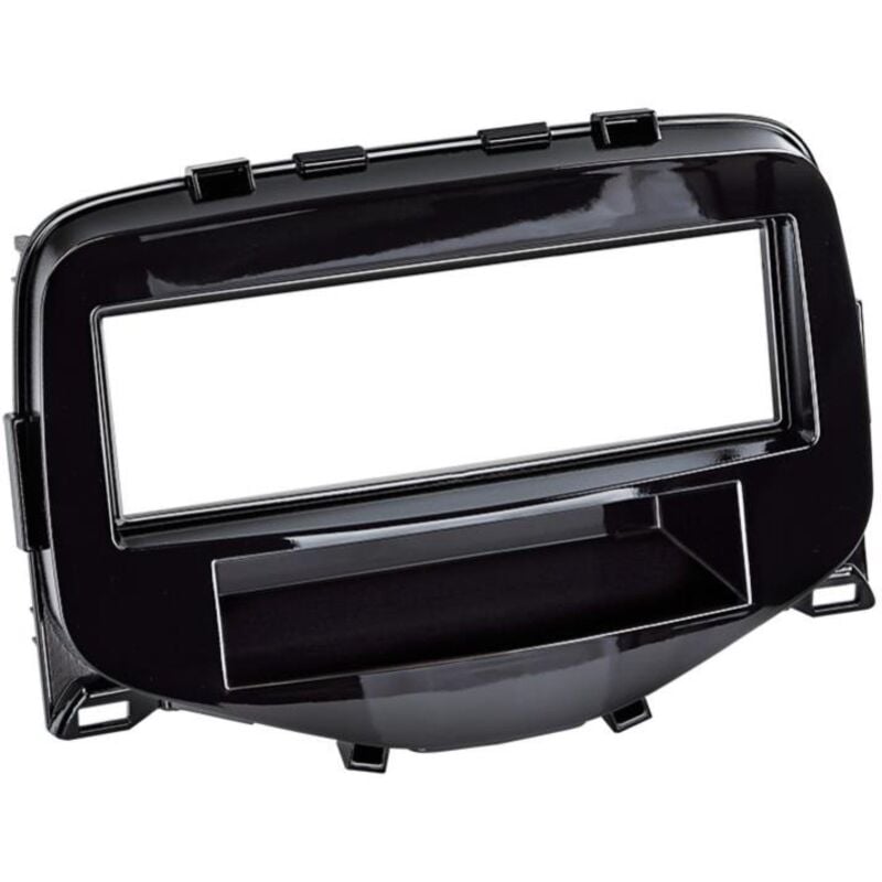 Support autoradio 1DIN compatible avec Citroen C1 Peugeot 108 Toyota Aygo ap14 Avec vide poche - Noir brillant
