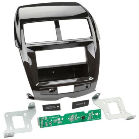 Support autoradio 2 DIN compatible avec Citroen C4 Peugeot 4008 ap12 vide poche - Noir brillant - nacre