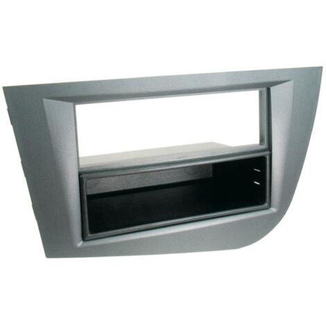 Support autoradio compatible avec Seat Leon 05-12 avec vide poche Argent Fonce