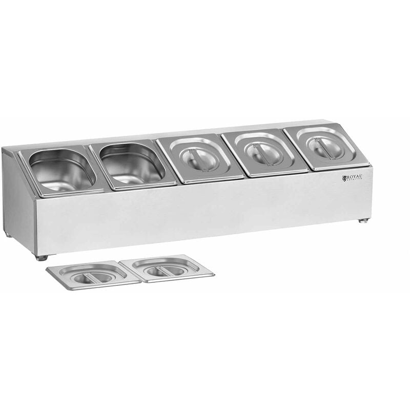 Support à bacs GN 5 bacs GN 1/6 couvercles compris