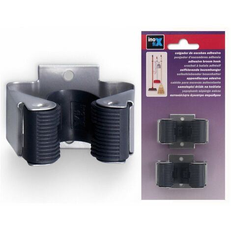 Support Balais Adhésif Chrome Fixation Sans Percer, Rangement Optimal - Inofix