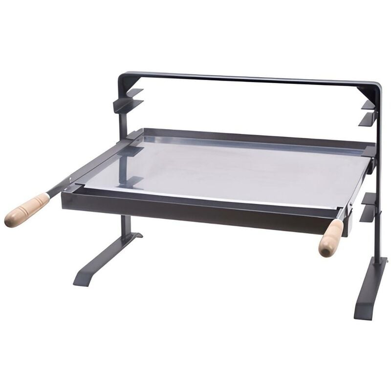 Visiodirect - Support Barbecue avec grille et récupérateur de graisse en Inox coloris Gris - 80 x 43 x 42 cm
