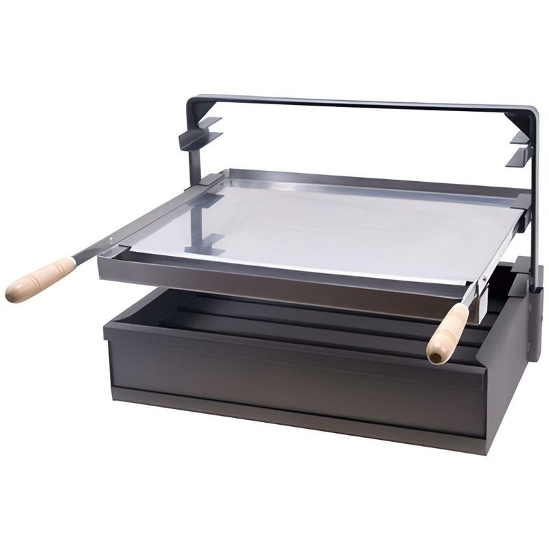Support Barbecue avec tiroir et récupérateur de graisse, Bac avec Plaque pour Barbecue en Inox coloris Gris - 50 x 41 x 42 cm