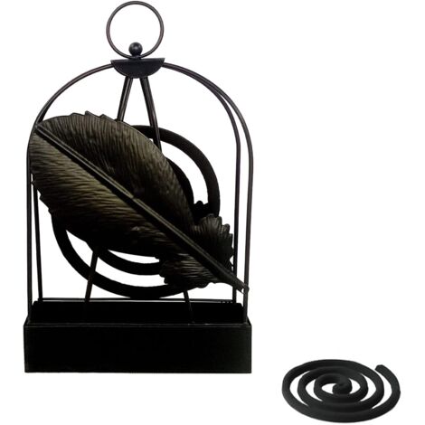 Support Bobine Anti-Moustique Boîte Bobine Moustique Bobine Support Métal Anti-Moustique Porte-Encens Classique(Noir)