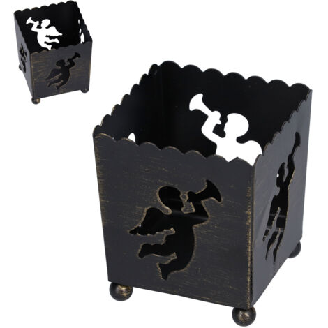 Support Bougie en Fer Noir - Design Épuré et Stable pour Tables et Cheminées - Lot de 2 Pièces