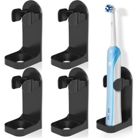 Support Brosse a Dent Electrique, Porte Brosse à Dents Electrique Lot de 4, Support Mural Brosse a Dent Electrique Adhésif Solide Réglable Organisateur Brosse a Dent de Salle de Bains,Noir