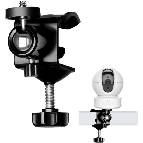 Support Caméra Mural à Clipser, Rotatif à 360 Degrés, pour Extérieur/Intérieur avec Filetage 1/4" - Système de Surveillance à Domicile (Noir)