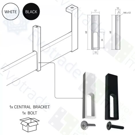 Support central blanc pour tube rectangulaire pour penderie (1pc)