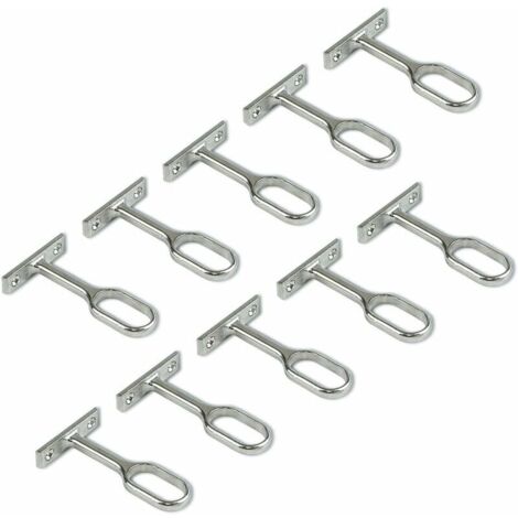 Support central pour barre de penderie ovale,Nickelé, Lot de 10