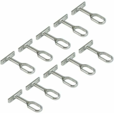 Support central pour barre de penderie ovale,Nickelé, Lot de 10