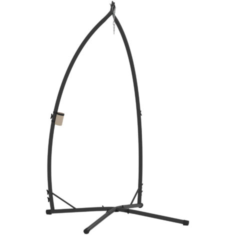Support chaise suspendue structure acier base stable porte-gobelet balcon/jardin/patio, noir