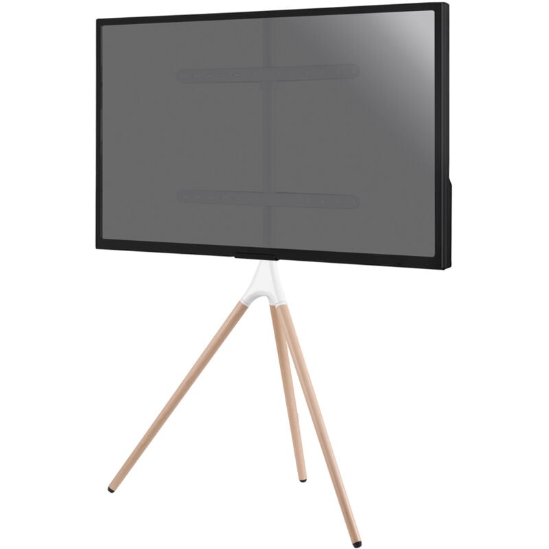 Kimex - Support chevalet design scandinave pour tv 45''- 65'', blanc/hêtre