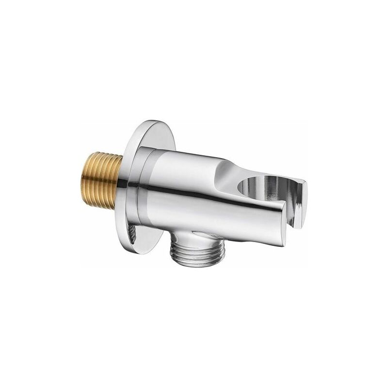 Aiperq - Support coudé pour pommeau de douche Chromé,Support de pommeau de douche ,Coude de raccordement mural pour douchette ou pommeau de douche