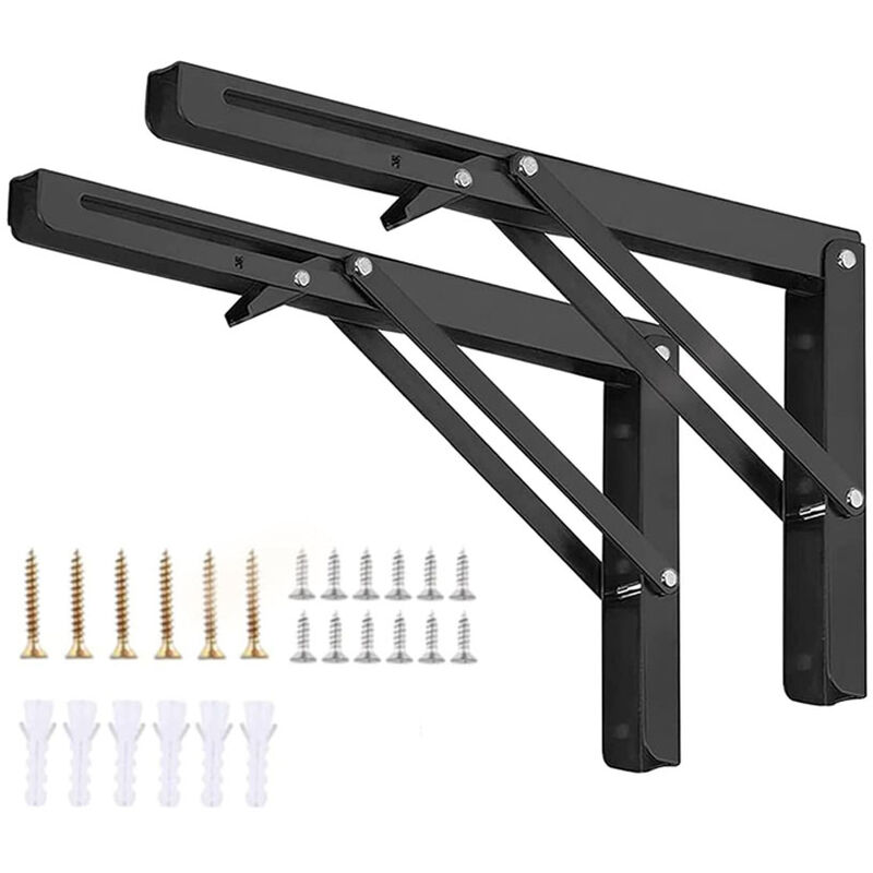 Keyouny - Support d' Étagère Pliable en Acier Inoxydable Support Console Pliable Charge Maximale 150kg Equerre Etagere Murale pour Garage Cuisine