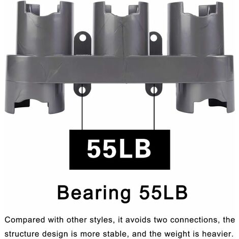 Support d'Accessoires Mural, Ensemble de Convertisseur d'Adaptateur pour Dyson V11 V10 V8 V7, Remplacement pour Aspirateur Dyson(Gris, avec le paquet de pièces)