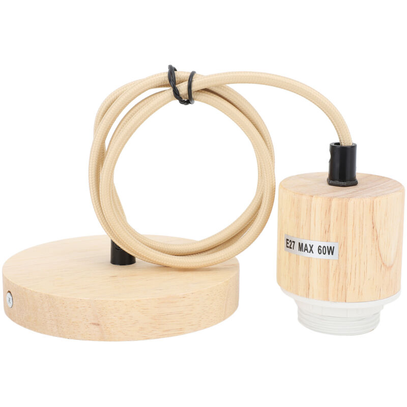 Support D'ampoule à Suspension en Bois, Support de Lampe en Bois de Bouleau Vintage avec Câble de 1 Mètre, Raccord E27 E26, Lampe Suspendue