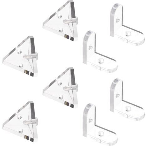 Support d'angle en acrylique, équerres transparentes à angle droit à 3 trous et support d'angle en forme de L 90 degrés avec rivets transparents pour boîte de présentation