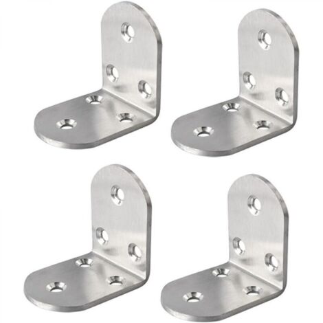 Support d’Angle Lot de Support de Fixation Équerre de 90 Degré Réparation Connecteur pour Bois avec Vis, Finition Blanche Brillante en Acier Inoxydable, 65 x 65 x 38 mm, 4 Pcs,