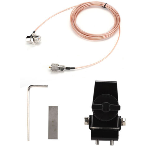 Support d'antenne mobile RB-20 noir pour radio bidirectionnelle avec câble d'alimentation en fer SC-316 de 5 m (Noir)