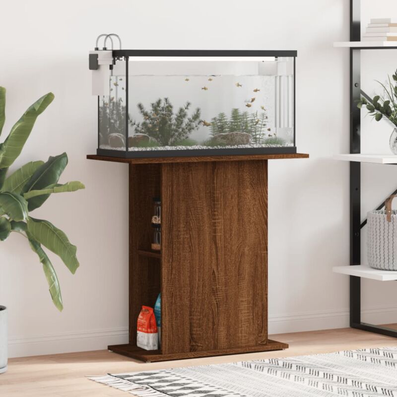 Support d'aquarium chêne marron 36x75x72,5 cm bois d'ingénierie
