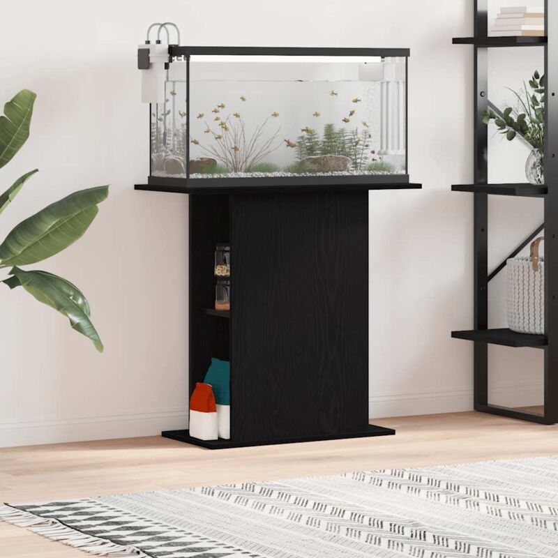 vidaXL Support d'aquarium Chêne noir 75x36x72,5 cm Bois d'ingénierie