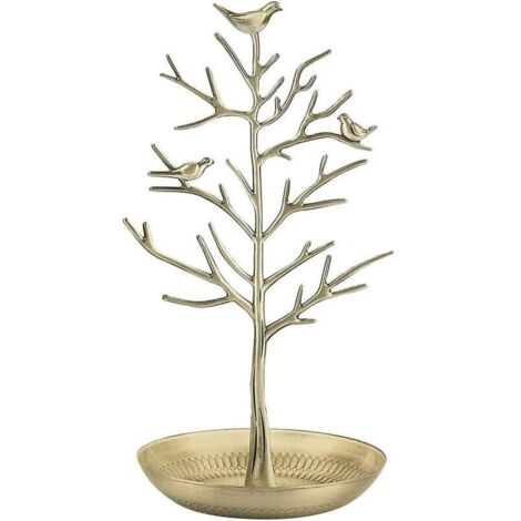 Support d'arbre à bijoux de style doré – Oiseaux vintage – Accrochez vos bijoux – Tour de rangement à suspendre
