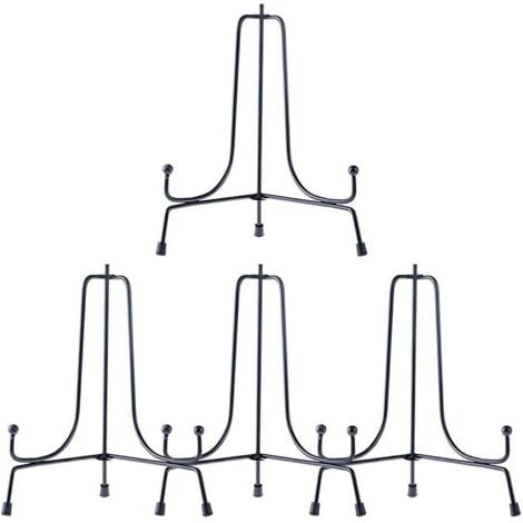 BRIDAY Support d’Assiette en Fer, 4 Pièces Presentoir Décoratifs Plaque Support, Porte Assiette Support, Assiette Décoratif Support, pour Images, Assiette Décorative et Arts, d'Affichage de Porcelaine (Noir)