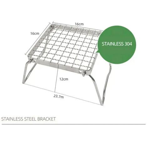 Support de barbecue pliable portable en acier inoxydable pour feu de camp, barbecue d'extérieur, réchaud à gaz et à bois avec sac de transport, réchauds de cuisine portables