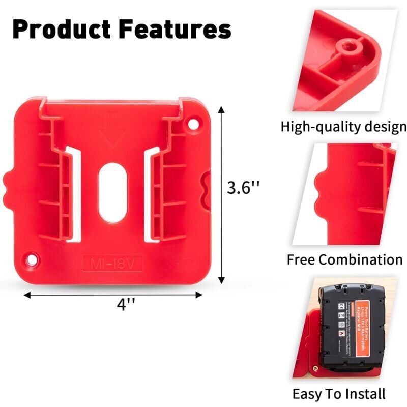 SNQ - Support de batterie pour piles Milwaukee M18 18 v, support mural pour étagère de fourgon de travail, boîte à outils, paquet de 10