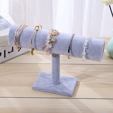 Support de bijoux élégant et moderne pour bracelets et scrunchies, présentoir gris à rangée unique pour boutique ou maison