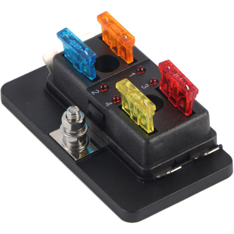 Support de bloc de bote à fusibles à lame de Circuit à 4 voies avec Kit de voyant d'avertissement LED pour voiture Van Boat Marine