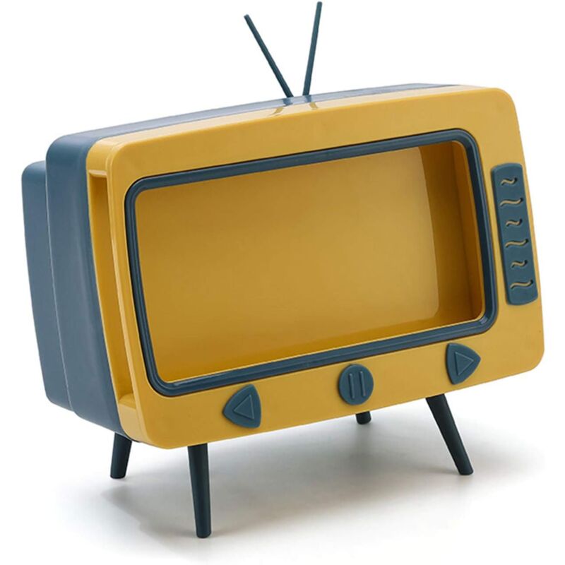 Support de Boîte de Mouchoirs en Papier avec Support de Téléphone, Support de Téléphone TV Rétro, Support de Boîte de Distributeur de Mouchoirs en