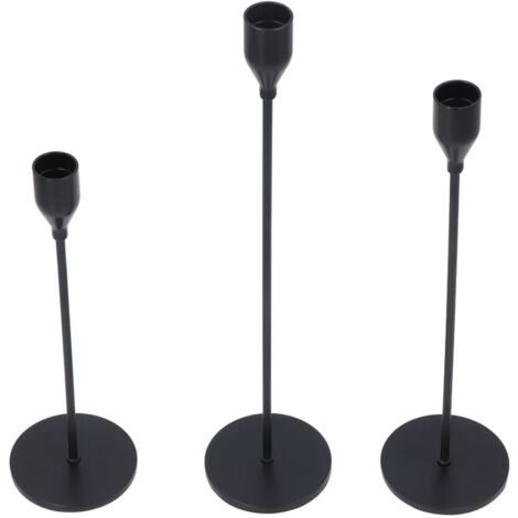 Support de Bougeoir en Métal Noir - Base Ronde Élégante pour Décoration de Table Style Européen Luxueux