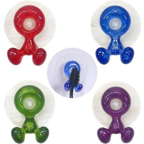 Support de Brosse à Dents avec Ventouse 4 pcs Support Mural pour Brosse à Dents Porte Brosse à Dents Mural Anti-bactérien à Dents Titulaire pour Salle de Bain(Bleu Vert Rouge Violet，5.53.55.5cm)