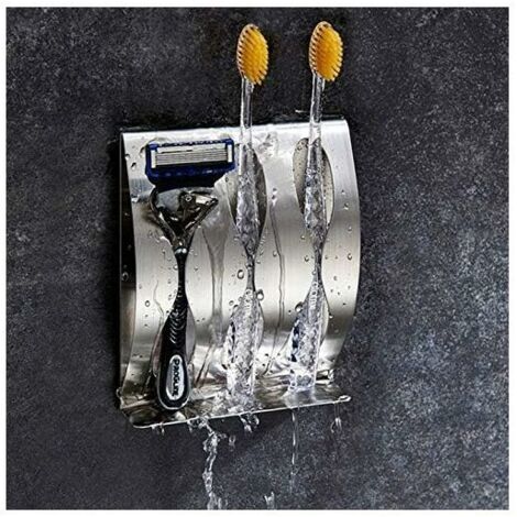 Support de Brosse à Dents Porte-Brosse à Dents en Acier Inoxydable Fixation Mural-Fei Yu