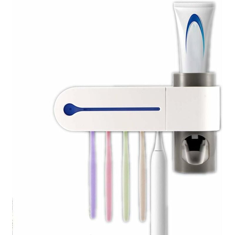 Support de Brosse à Dents Stérilisateur de Brosse à Dents Support Automatique Fixé au Mur de Stockage de Brosse à Dents uv D'antibactéries pour la