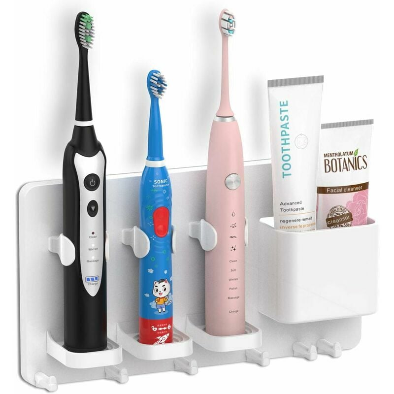 Support de Brosse à Dents Électrique Organisateur de Dentifrice Mural Autocollant en Multifonctionnel Support de Accessoires pour Salle de Bain et
