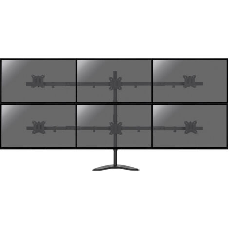 Support de bureau pour 6 écrans moniteurs PC 17'-32' – Normes VESA 75x75 mm et 100x100 mm – Poids max par écran 7 kg – Réglable en hauteur – Kimex