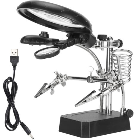 Support de Bureau Réglable avec Loupe et Pince de Fixation pour Lampe