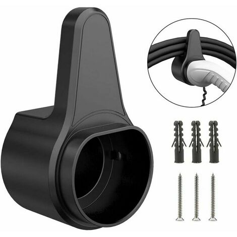 Support de câble de charge de type 2 Conception de sécurité Chargeur EV Type 2 Support mural pour câble de charge Wallbox EV Support de chargeur de voiture en ABS solide - Noir