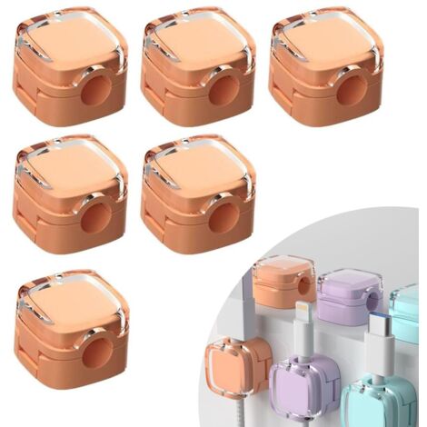Support de Câble Magnétique 6 Pcs Magnetic Cable Clips Clips de câble magnétiques pour bureau, table de nuit, câbles de charge, HDMI, USB, câbles audio(Orange)