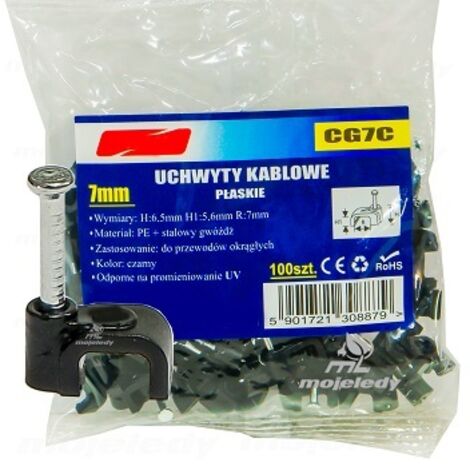 Support de câble plat noir 5,6/7 100 pcs CG7C
