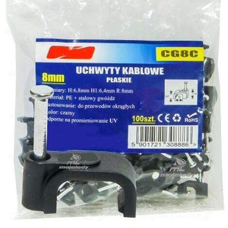 Support de câble plat noir 6,4/8 100 pcs CG8C