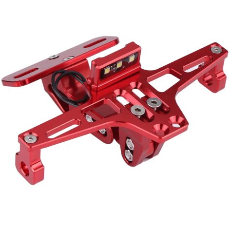 Support de cadre de plaque d'immatriculation de moto réglable en aluminium, avec lumière.