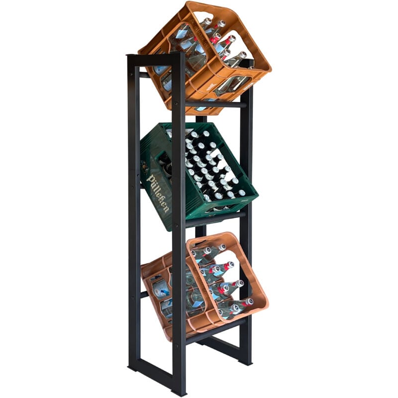 Support de caisses à boissons en métal 39x30x140cm pour ranger 3 caisses de soda