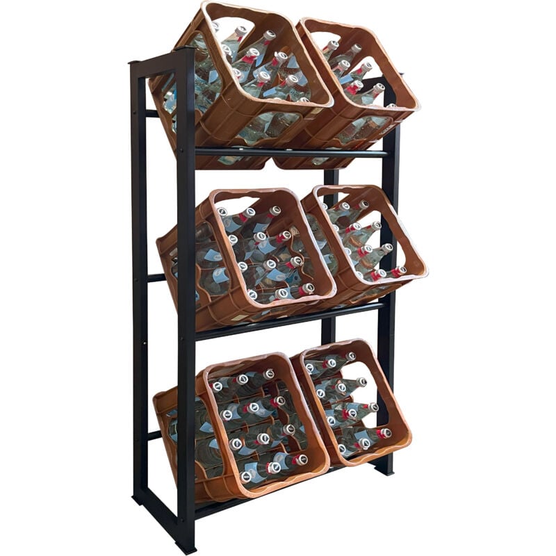 Support de caisses à boissons en métal 71x30x140cm pour ranger 6 caisses de soda